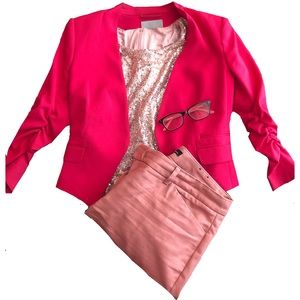 Rose Gold Scoop Neck Bodysuit W/ Sequins - NWOT